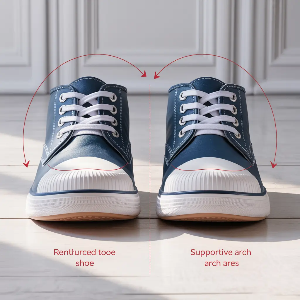 Diagram showing quality construction features in durable school shoes for kids